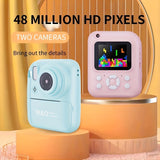 1080P FHD Screen Instant Print Digital Camera - With 3 Rolls Of Paper, 32G TF Card And Card Reader, Puzzle Games, 2.4 Inch Compact And Portable Design Outdoor Photography, Prefect Gift For Halloween Christmas And Thanksgiving