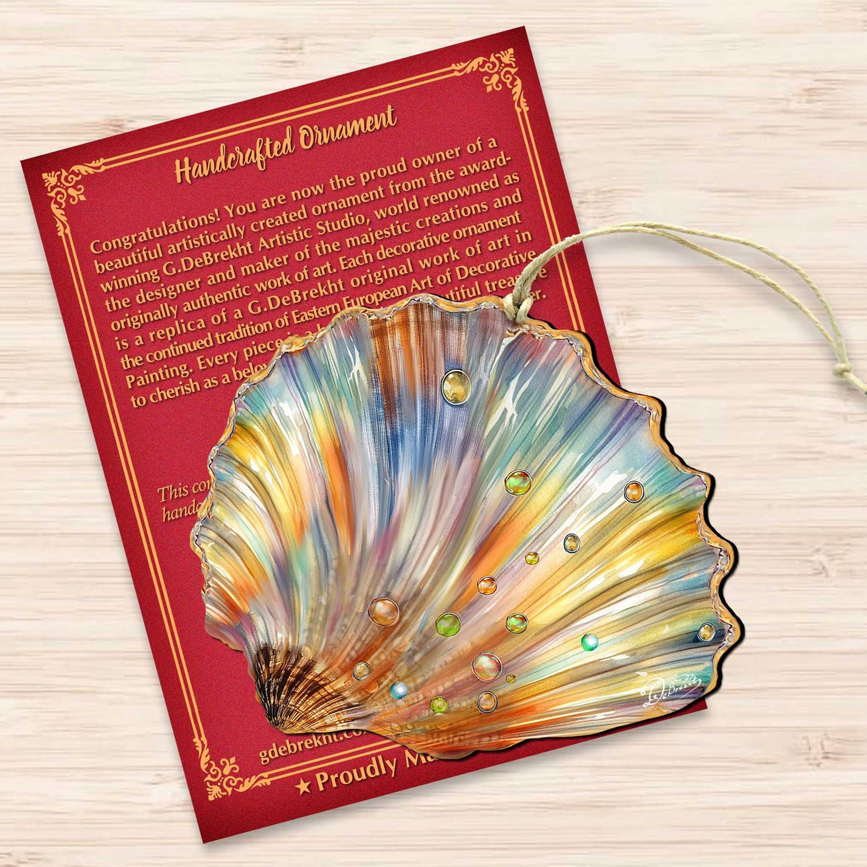 Coastal Christmas Decor - Rainbow Shell Wooden Ornaments by G.Debrekht Coastal Holiday Decor - 8688196
