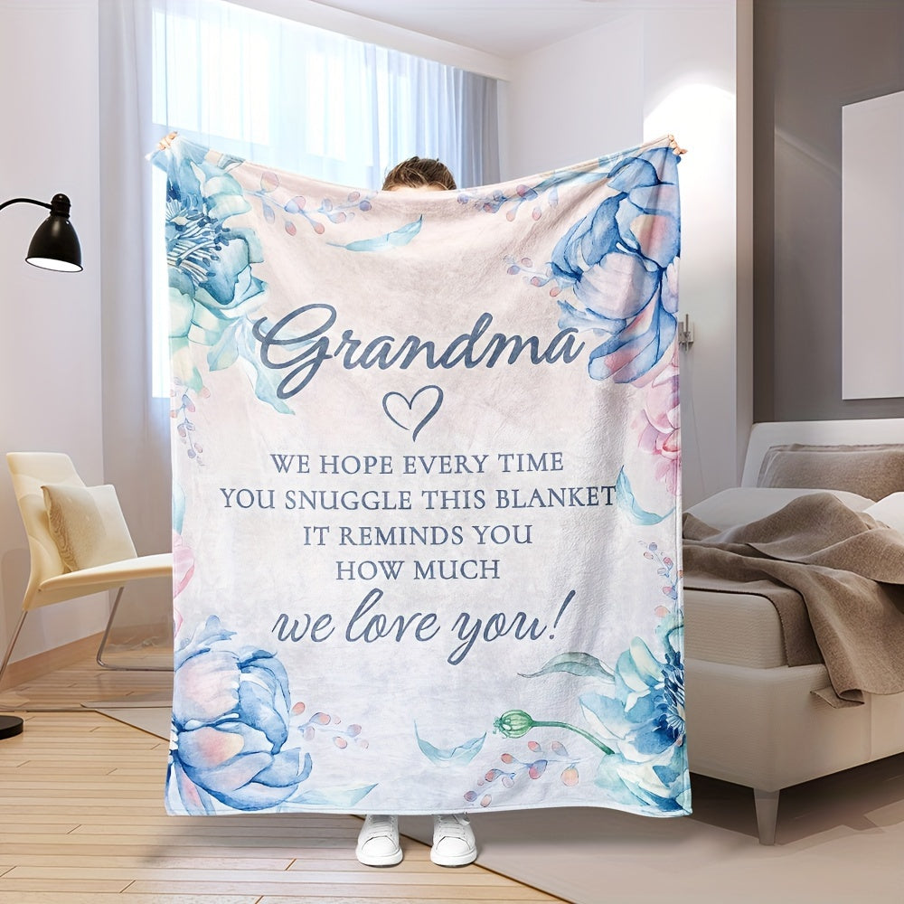 1pc Grandmas Cherished Throw Blanket - Ultra-Soft & Cozy Gift for Birthday, Valentines, Christmas, Thanksgiving - Personalized from Granddaughter with Heartwarming Design for Year-Round Comfort and Emotional Connection