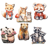 Juego de 6 imanes decorativos de madera con animales del bosque de G. Debrekht - Decoración de vida silvestre - 8090021G-S6