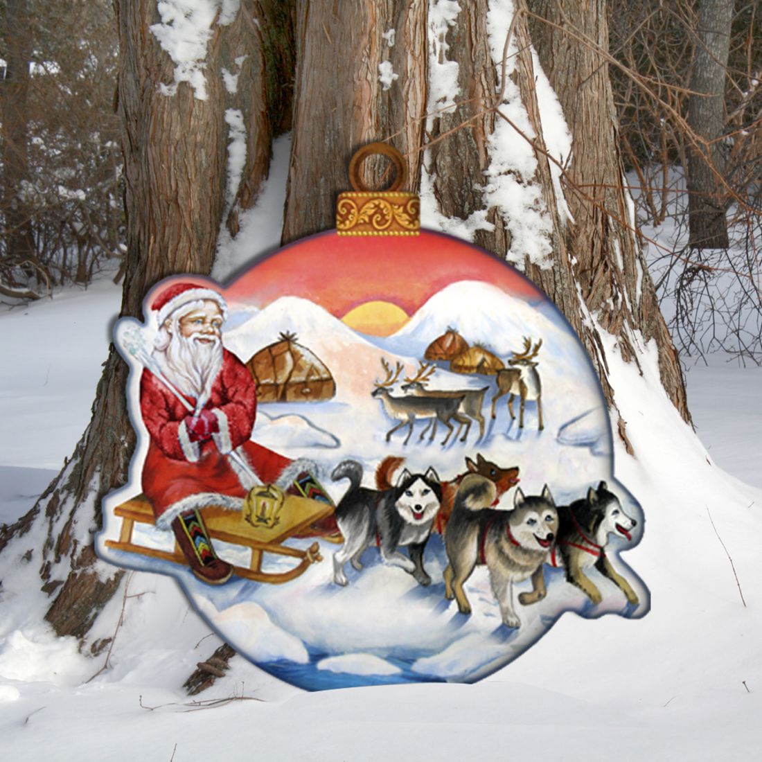 Northern Light Santa Christmas Door Decor by G. DeBrekht - Christmas Santa Snowman Decor - 8117419H