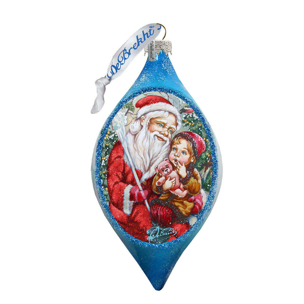 Adorno de cristal con forma de osito de Papá Noel de G. DeBrekht - Decoración navideña - 757-006