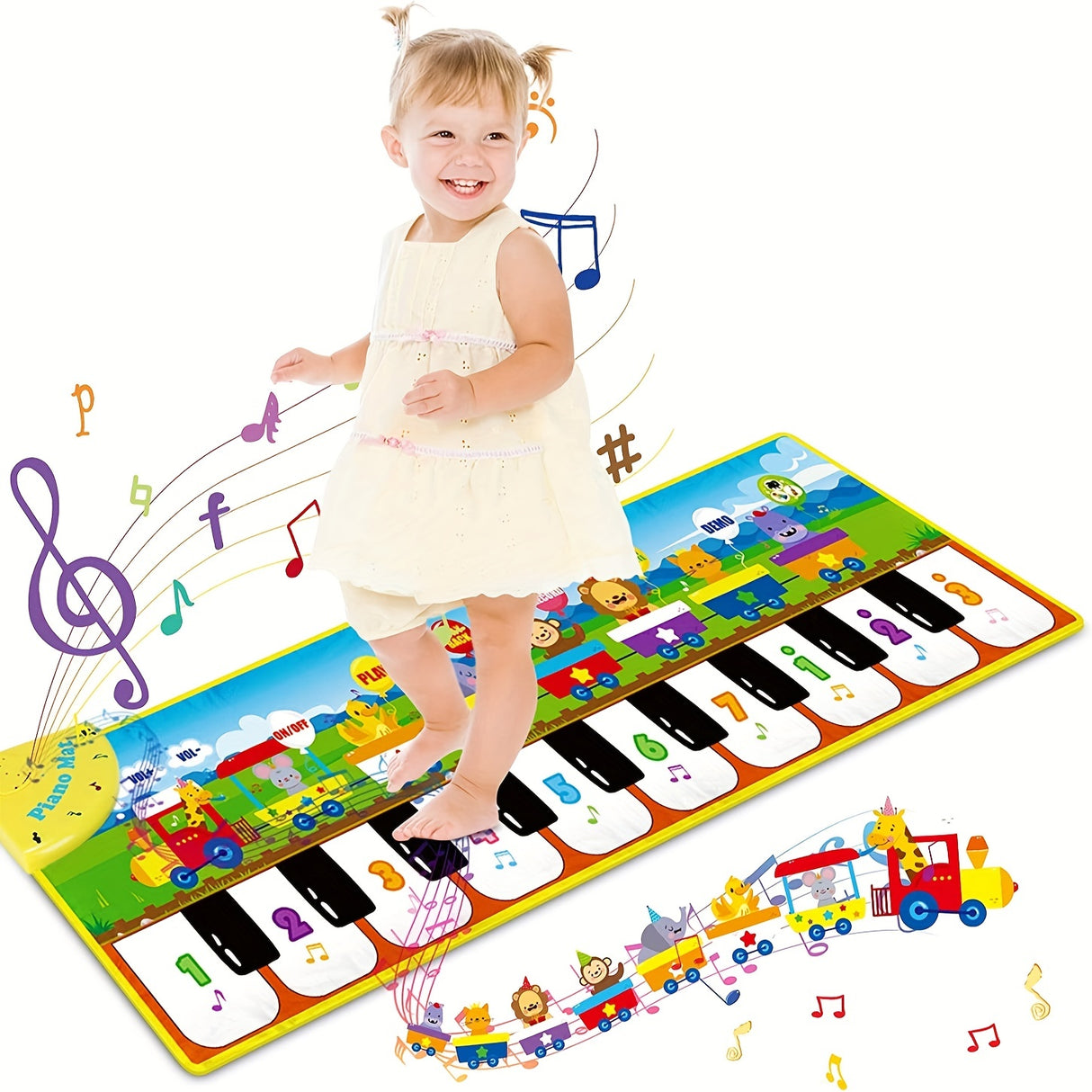 Tapis de piano musical pour enfants, jouet de danse au sol avec 10 chansons, 8 sons d'animaux et 5 modes. Tapis de jeu musical tactile pour enfants, jouet d'éveil musical, cadeau d'Halloween et de Noël pour l'hiver.