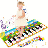 Tapis de piano musical pour enfants, jouet de danse au sol avec 10 chansons, 8 sons d'animaux et 5 modes. Tapis de jeu musical tactile pour enfants, jouet d'éveil musical, cadeau d'Halloween et de Noël pour l'hiver.