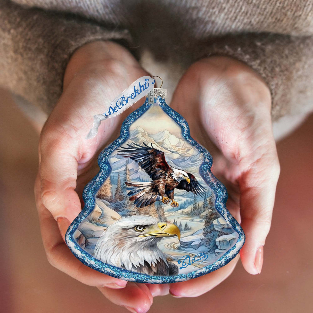 La Tierra de la Libertad - Adorno de vidrio para árbol de Navidad American Eagle de G. Debrekht - Decoración navideña - 762-031