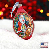 Christmas Night Glass Ornament by G. DeBrekht - Christmas Santa Snowman Decor - 757-025