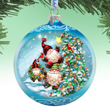Reaching High Dwarfs Lg Glass Ornament in Blue by Gelsinger - Christmas Decor - 73927B-DG