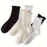 6 Pairs Lettuce Trim Socks, Sweet & Comfy Mid Tube Socks, Women's Stockings & Hosiery