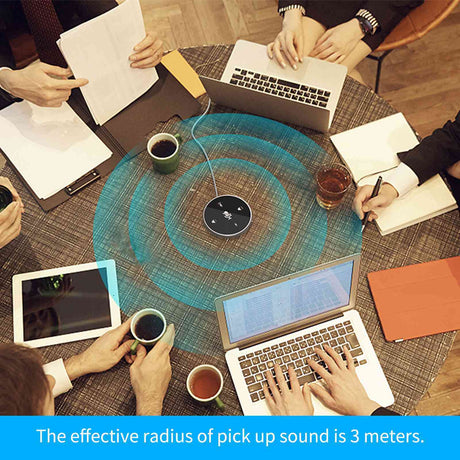 Desktop USB Conference Speakerphone Microphone Built-in Speaker 360° Omnidirectional PC Computer Condenser Mic with  Function Volume Adjustment Plug & Play Compatible with Windows Mac for PC Lapto - Lootquake