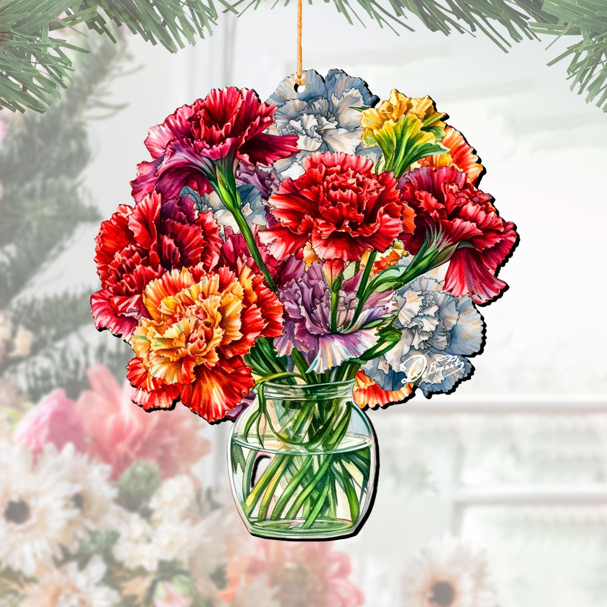 Flowers in the Vase Wooden Ornaments by G. Debrekht - Love Family Decor - 8688317