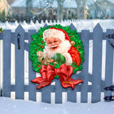 Corona navideña con lazo de Papá Noel para puerta de D. Gelsinger - Decoración navideña con muñeco de nieve de Papá Noel - 8461014H-1309