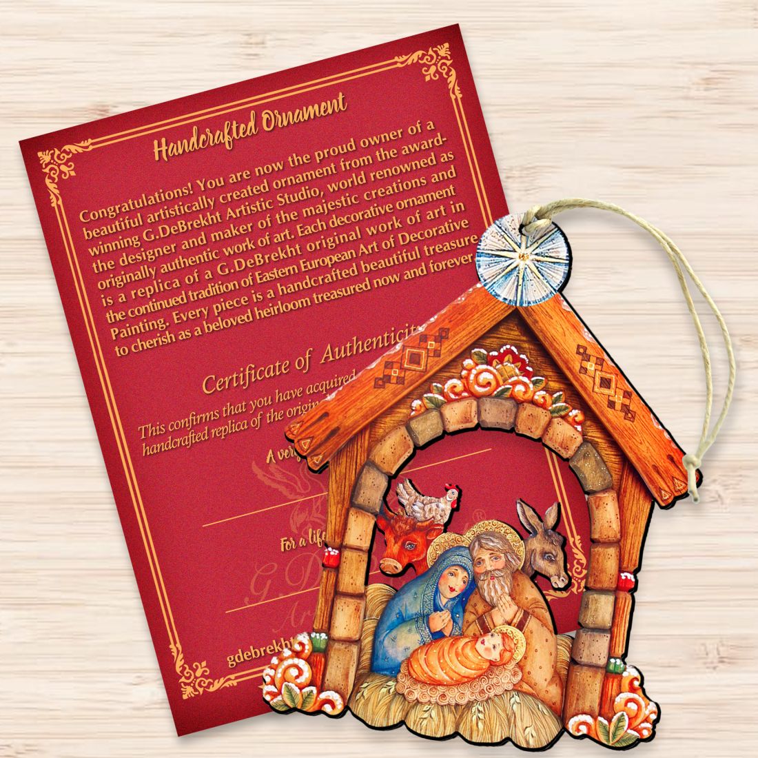 Village Nativity Christmas Wooden Ornaments by G. DeBrekht - Nativity Holiday Decor - 8152630
