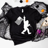 Bigfoot Holding A Flag Short Sleeve T-shirt
