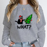"What?" Black Cat Christmas Tree Sweatshirt