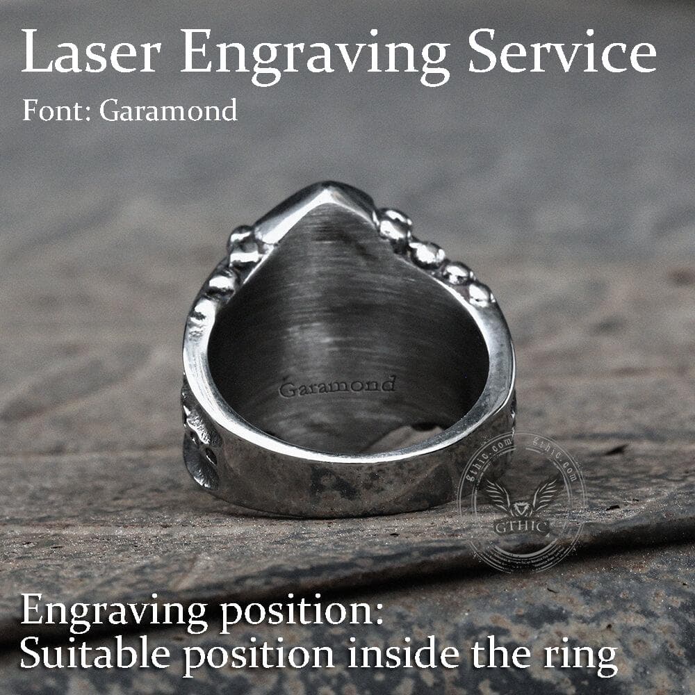 Anillo gótico punk de acero inoxidable con ágata negra