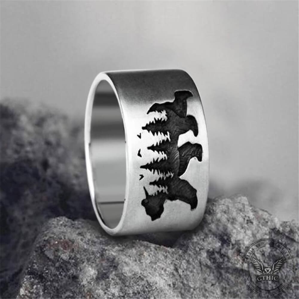 Anillo de aleación de bosque de oso negro