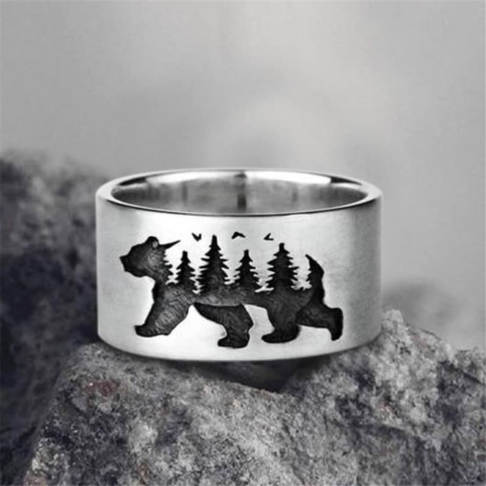 Anillo de aleación de bosque de oso negro
