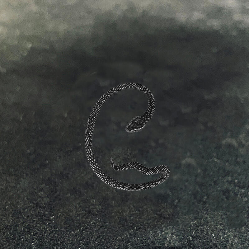 Puños de oreja de acero inoxidable con forma de serpiente negra