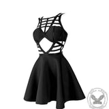 Black Cutout Crossover A-line Mini Dress
