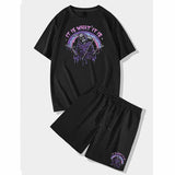 Black Death Short Sleeve T-shirt and Shorts Set