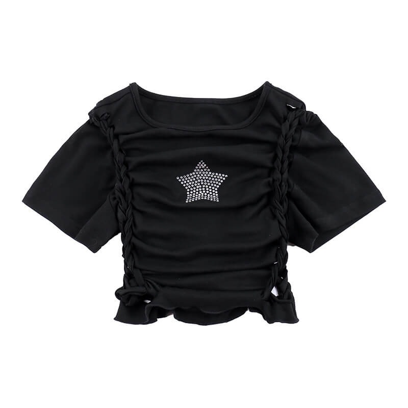 Black Diamond Star Side Cutout T-Shirt