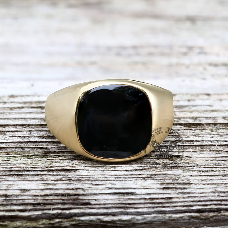 Anillo minimalista de acero inoxidable con resina epoxi negra