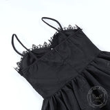 Black Goth Rose Polyester Party Dress