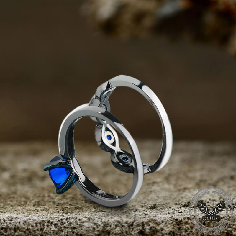 Anillo apilable de circonita azul con incrustaciones negras