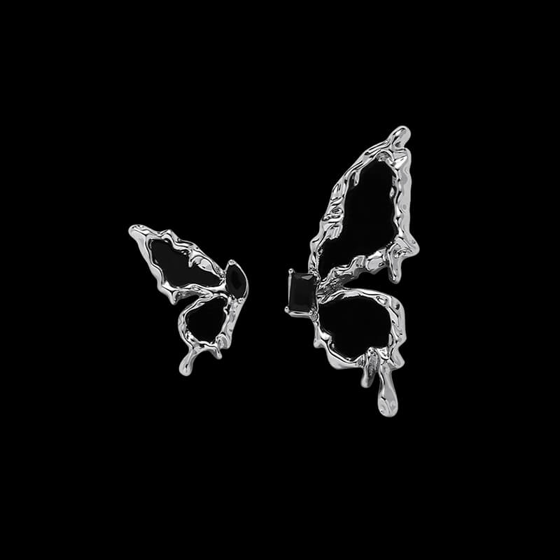 Pendientes de aleación con forma de mariposa líquida negra