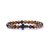 Black Magnet Cross Natural Stone Beaded Bracelet