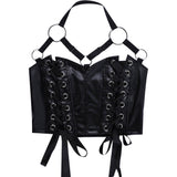 Black Punk Halter Crop Top