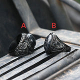 Black Turquoise Patterned Stainless Steel Ring
