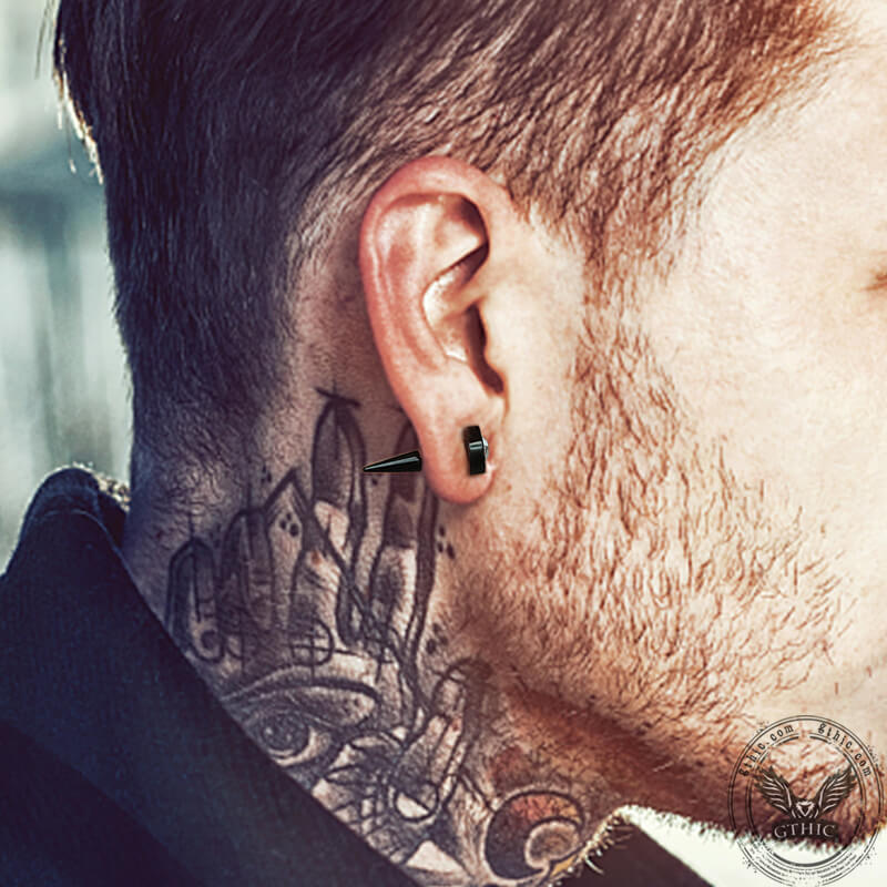 Pendientes punk de acero inoxidable con números romanos negros