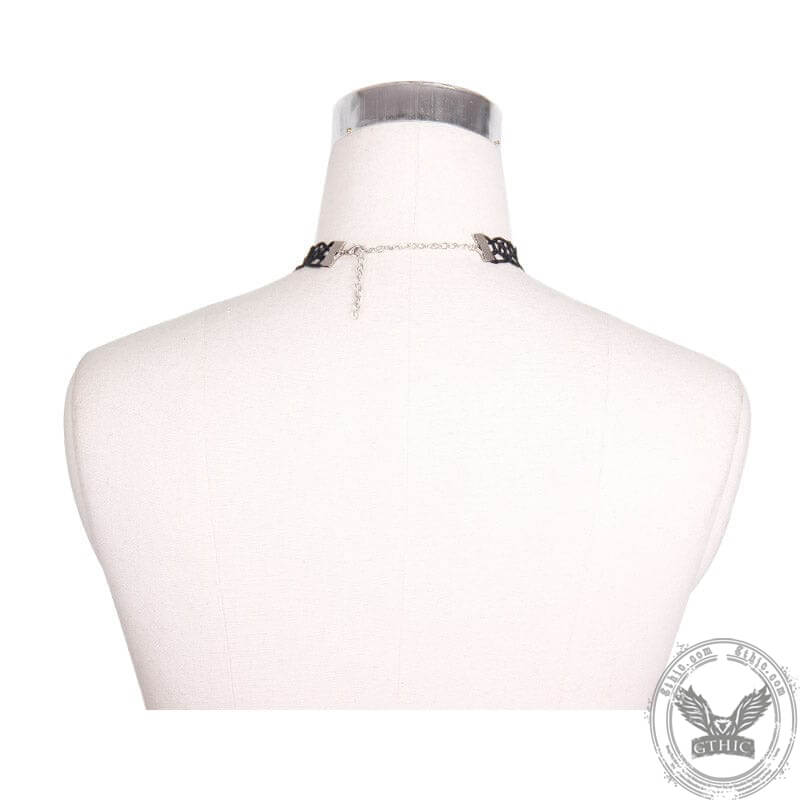 Gargantilla gótica de encaje de rosa negra