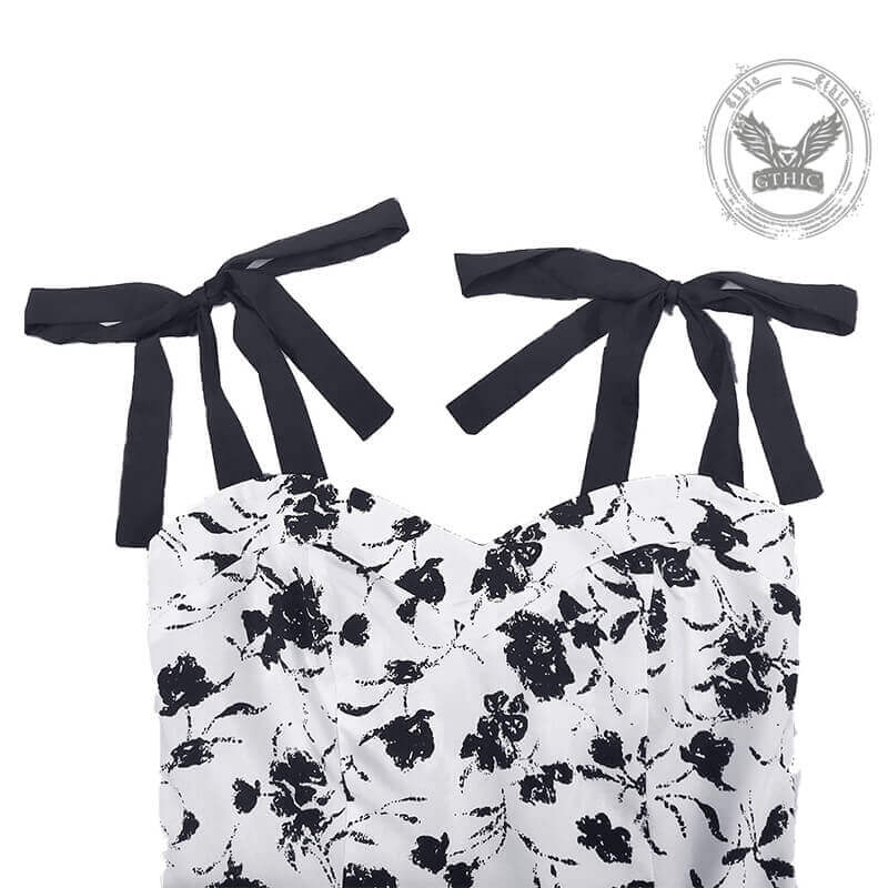 Black Rose Print Sleeveless Dress