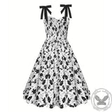 Black Rose Print Sleeveless Dress