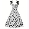 Black Rose Print Sleeveless Dress