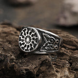 Black Sun Celtic Knot Stainless Steel Ring