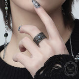 Black Textured Stone-set Copper Open Ring