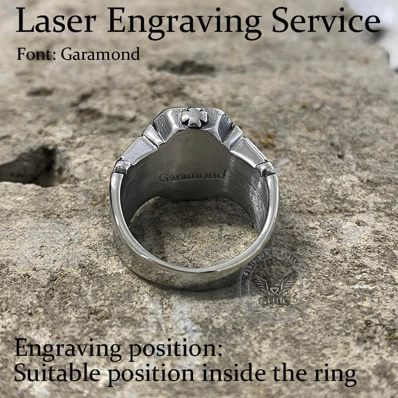 Anillo de acero inoxidable con cruz de circonita negra