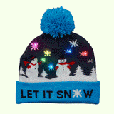 Multicolor LED Snowy Snowflake Winter Christmas Holiday Snowmen Beanie Hat-1