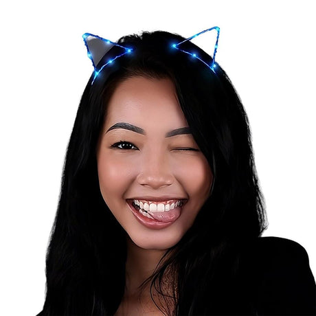Blue LED Kitty Cat Ear Headband-0