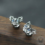 Blue Eye Cat Stainless Steel Stud Earring