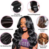 Brazilian Body Wave Hair Bundles - 100% Natural Black Human Hair Extensions, 3 PCS for Effortless Glam