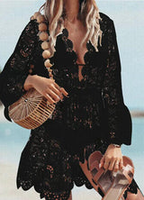 Boho Lace Maxi Beach Cover-Up Dress