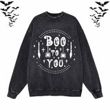 Boo To You Vintage Washed Hoodie Sweatshirt