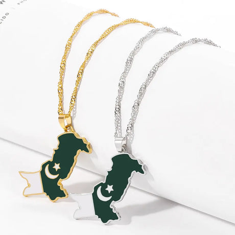 Pakistan Map and Flag Pendant Necklaces - Lootquake