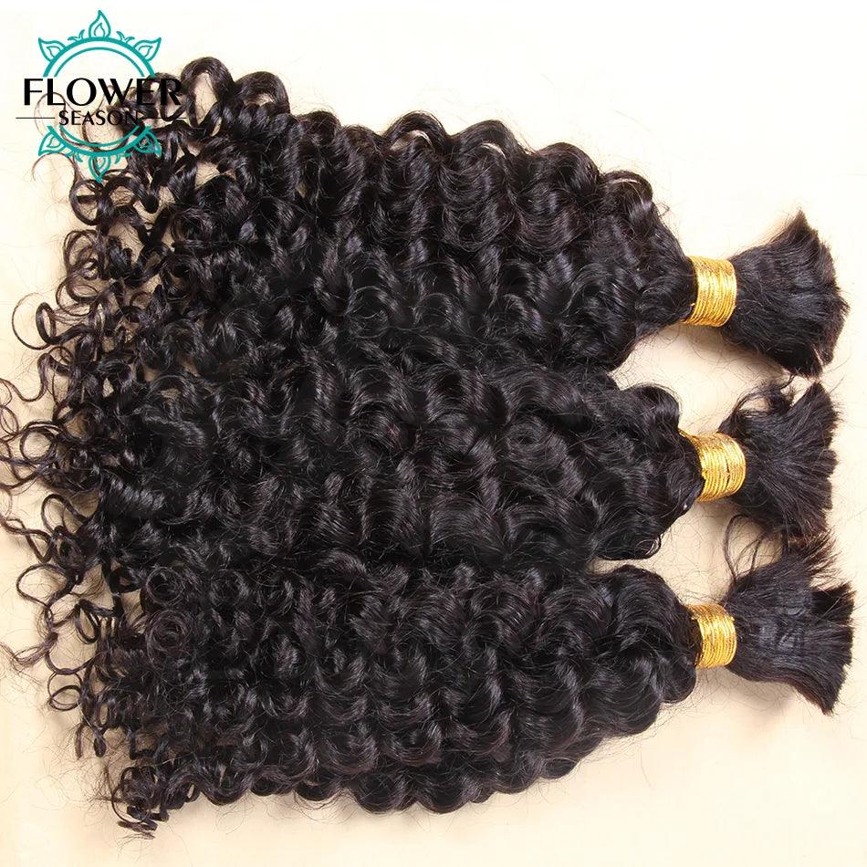Burmese Boho Braids - Double Drawn Curly Bulk Human Hair Extensions for Braiding - 3 Bundles