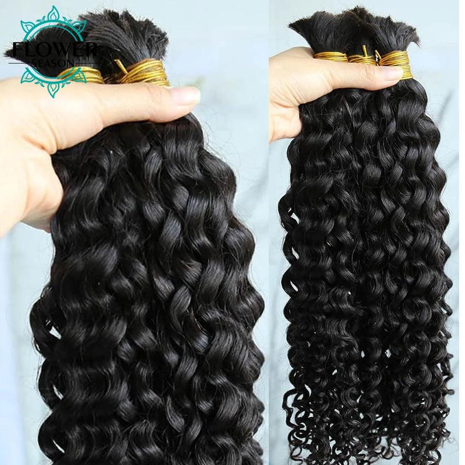 Burmese Boho Braids - Double Drawn Curly Bulk Human Hair Extensions for Braiding - 3 Bundles