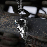 Bull Head Skull Stainless Steel Turquoise Pendant